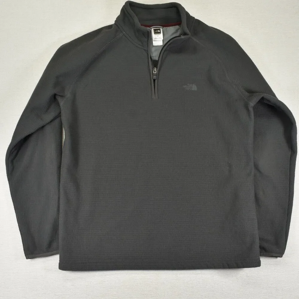 North Face 1/4 Zip Mens Large Gray Thermal Waffle Knit Layer Pullover Shirt
